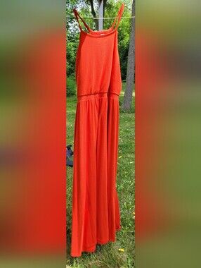 Bright Red Orange Maxi Dress